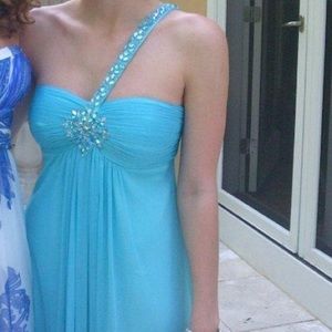 Cache Blue One Shoulder Prom Dress